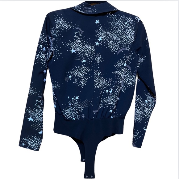 Indie Sleaze Astrology galaxy black bodysuit alternative whimsy goth size S - Picture 2 of 3
